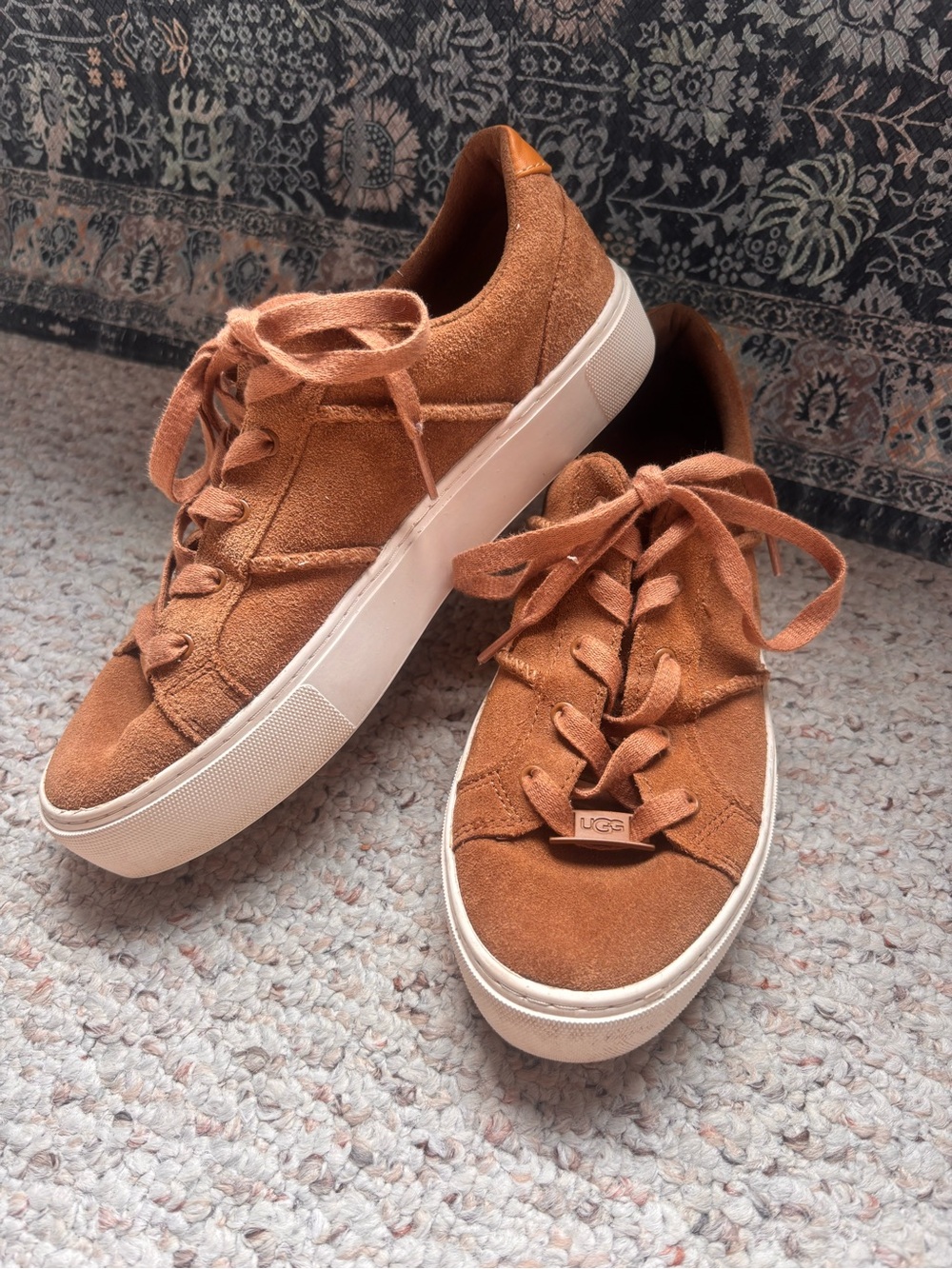 UGG Women's Suede Low-Top Sneaker in Chestnut Brown- Size 7.5